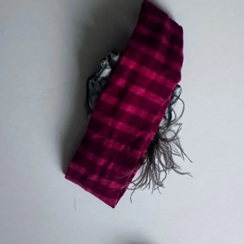 Persnickety Festive Holiday Headband Wrap Red Stripe Floral Detail